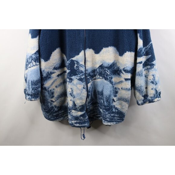 Vintage 90s Streetwear Womens 4XL Distressed Reversible Polar Bear Fleece Jacket - Picture 3 of 16
